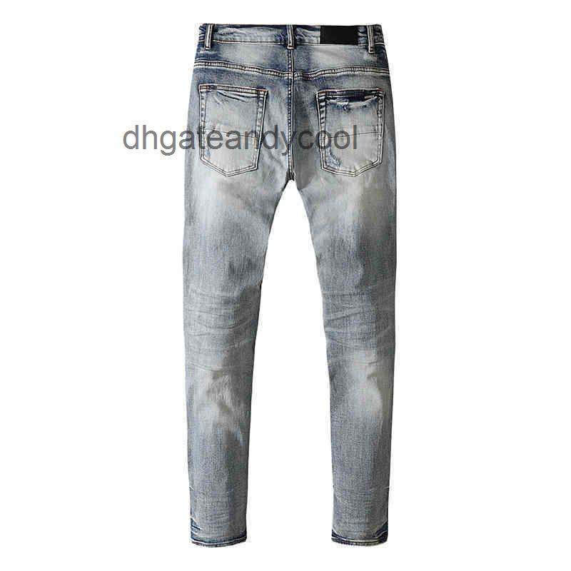 

Men's amirs Trend amiris Mens Jean Jeans Designer Elastic Jean Pants Summer mens jean pants Slim Straight Ripped Pants NTB4, Light blue