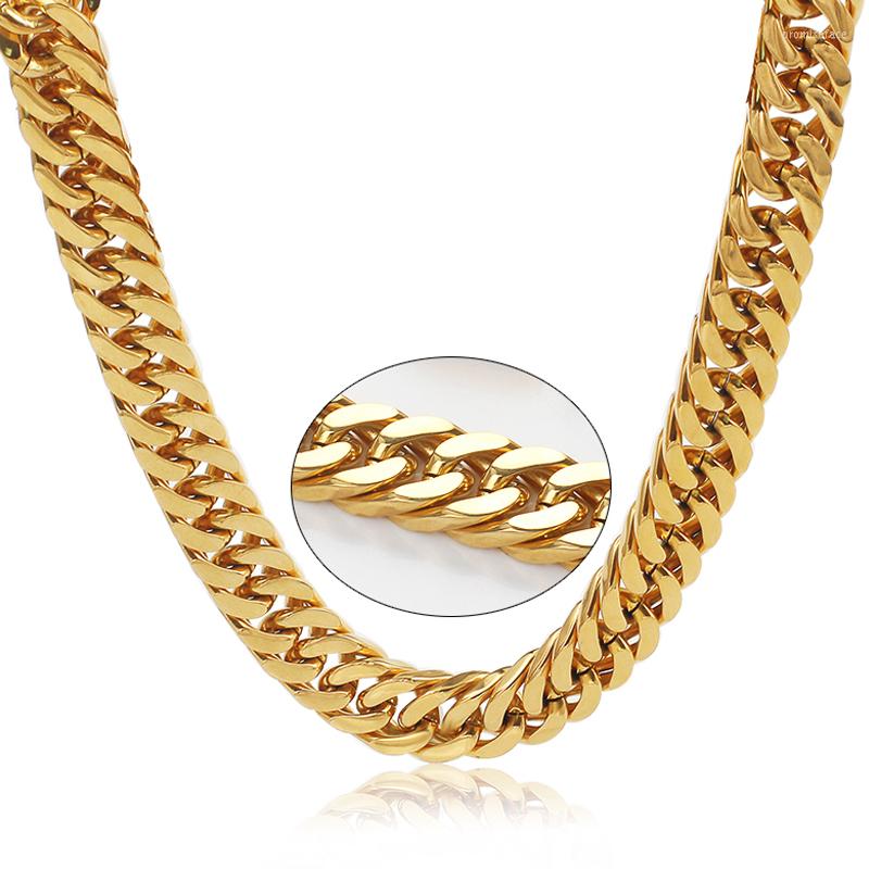 

Chains 10mm Curb Cuban Necklace For Men Woman Chain 316L Stainless Steel Gold Color Hip Hop Rock Choker Jewelry Accesories Waterproof