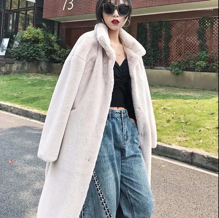 

Women' Fur 2022 Women Winter Coat Long Sleeve Stand Collar Fake Warm Jacket Casaco Feminino Thick, Beige
