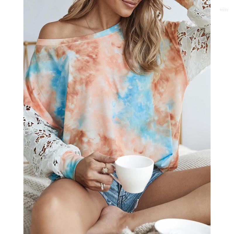 

Women' Hoodies Women' & Sweatshirts Fashion Women Tie Dye Sweatshirt Elegant Hollow Out Lace Long Sleeve Pullover Top Hoodie Ladies