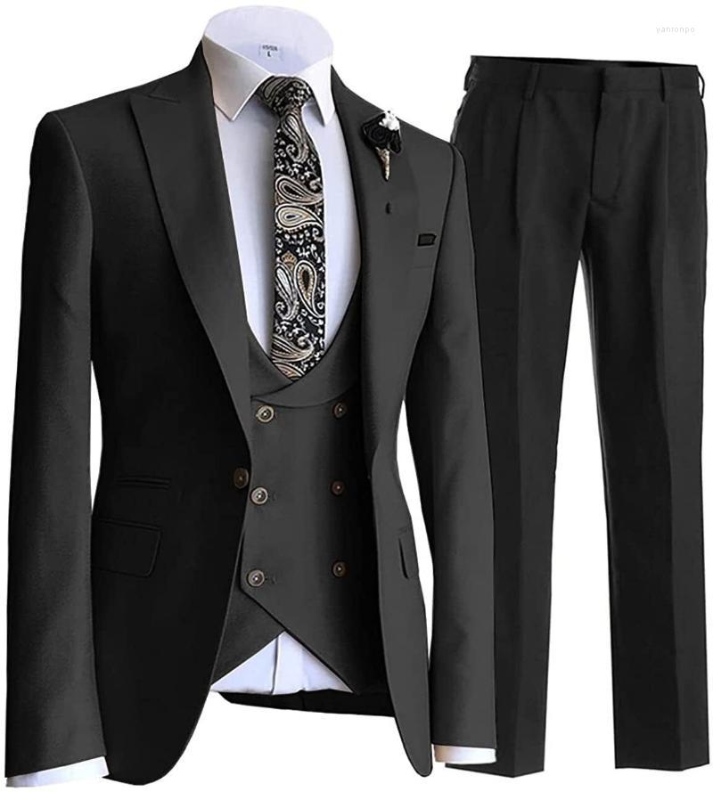 

Men's Suits Men's & Blazers Classical Black For Men Custom Made Peaked Lapel Bridegroom Wedding Blazer 3 Piece Set Skinny One Button, Same as picture