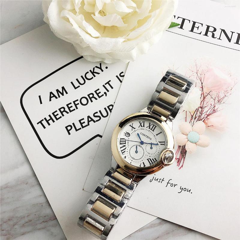 

Wristwatches Fashion Quartz Watches For Women Multi Dial Stainless Steel Wristwatch Simple Eleghant Bracelet Clock Gift Ladies Reloj Muje, Sliver gold