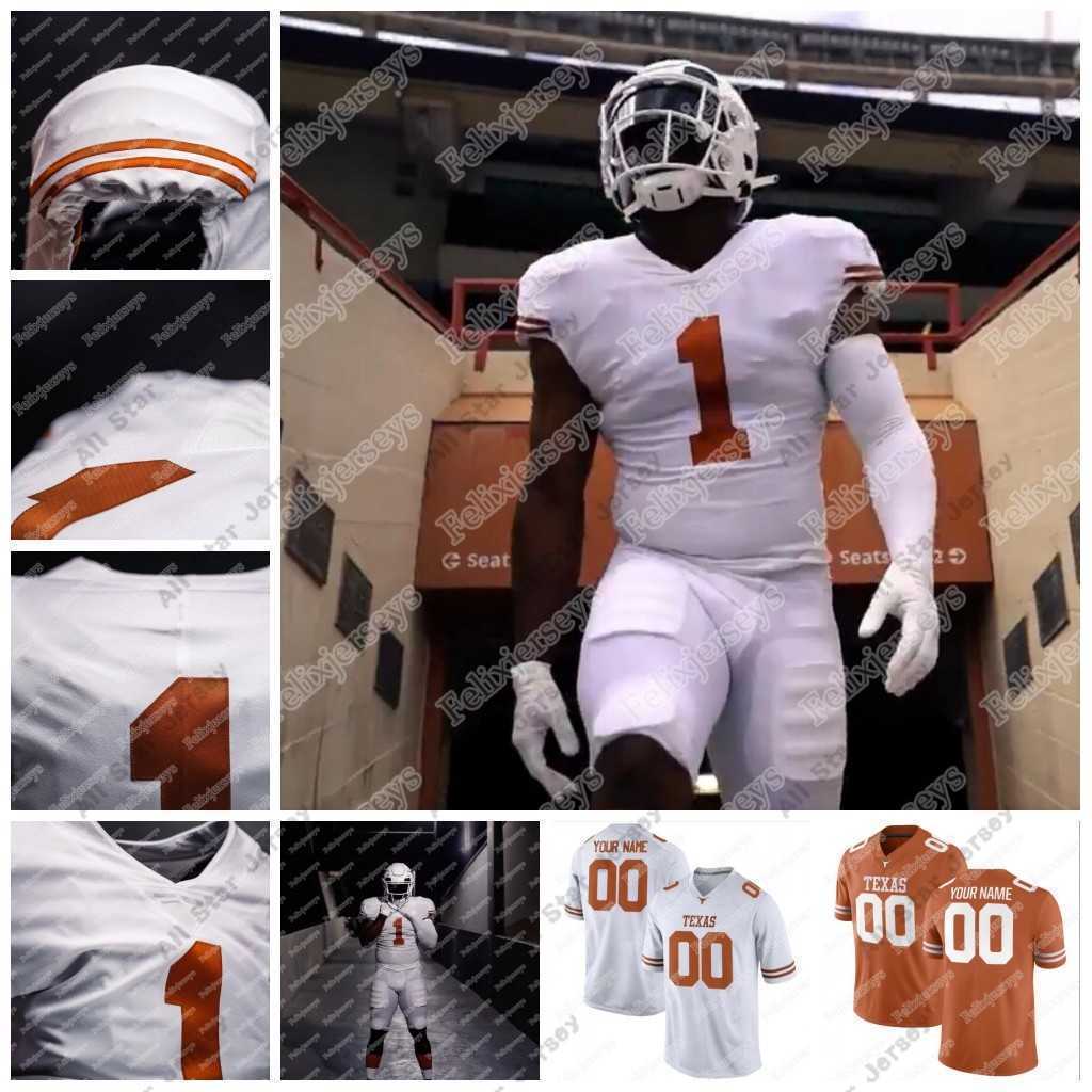 

American College Football Wear 2020 Texas Longhorns 1 Hudson Card 11 Sam Ehlinger Ben Ballard Casey Thompson JaQuinden Jackson Joseph Ossai NCAA College Football Je, White mens s-xxxl