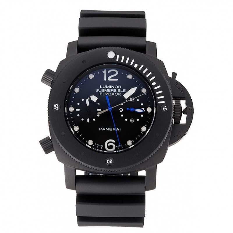 Montres de luxe pour hommes montre mécanique pnerai lumor flyback submersible gmt noir cadran ionisé bracelet caoutchou