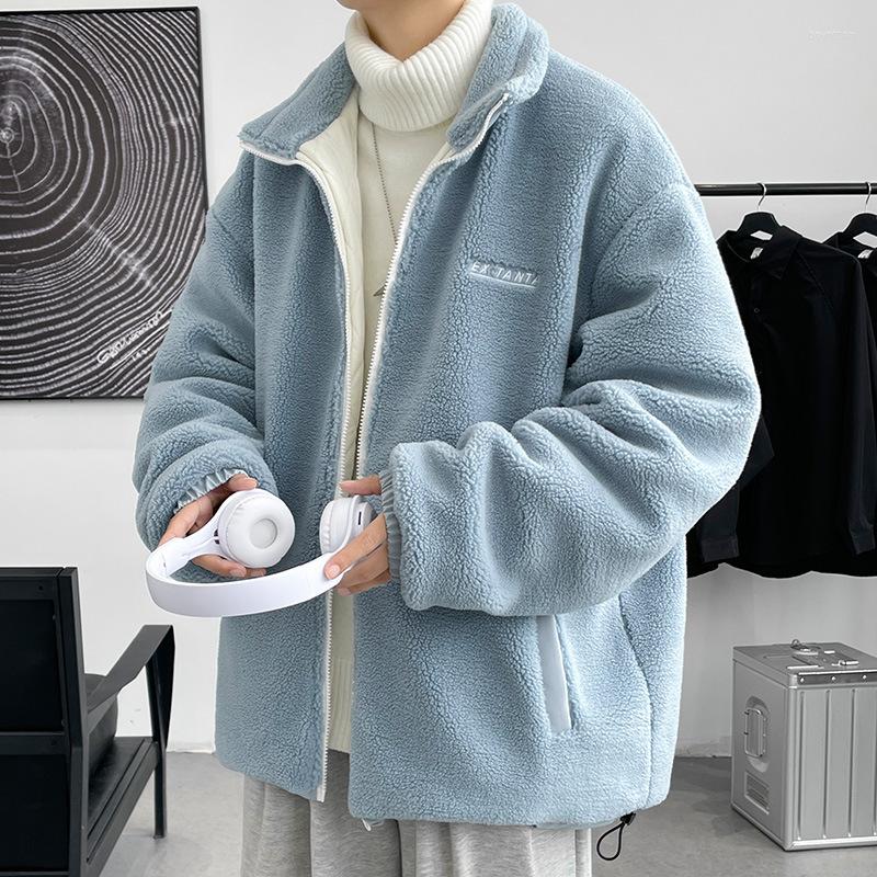 

Men's Down Winter 2022 Hong Kong Style Jacket Trend Plush One Warm Lovers Thicken, Gray