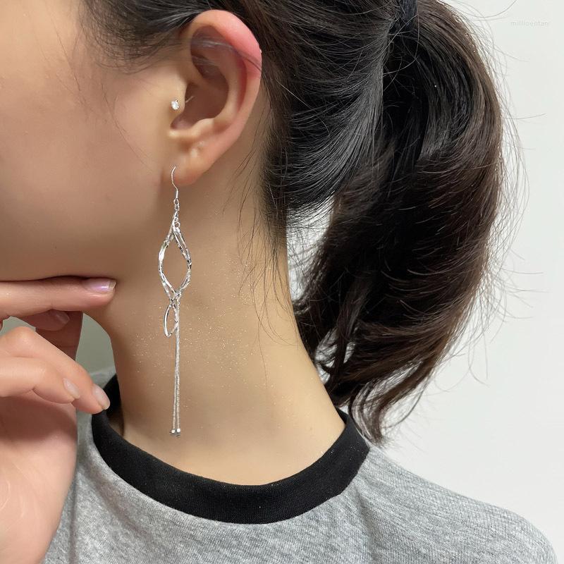 

Dangle Earrings 925 Stamp Korean Long Tassel 2-layer Rhombus Hyperbolic Drop For Women Boucle Oreille Femme Wedding Party Jewelry Gift
