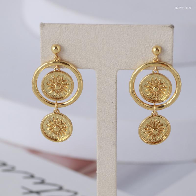 

Dangle Earrings Women Coin Sun Pattern Drop Bangles Gold Holiday Jewelry