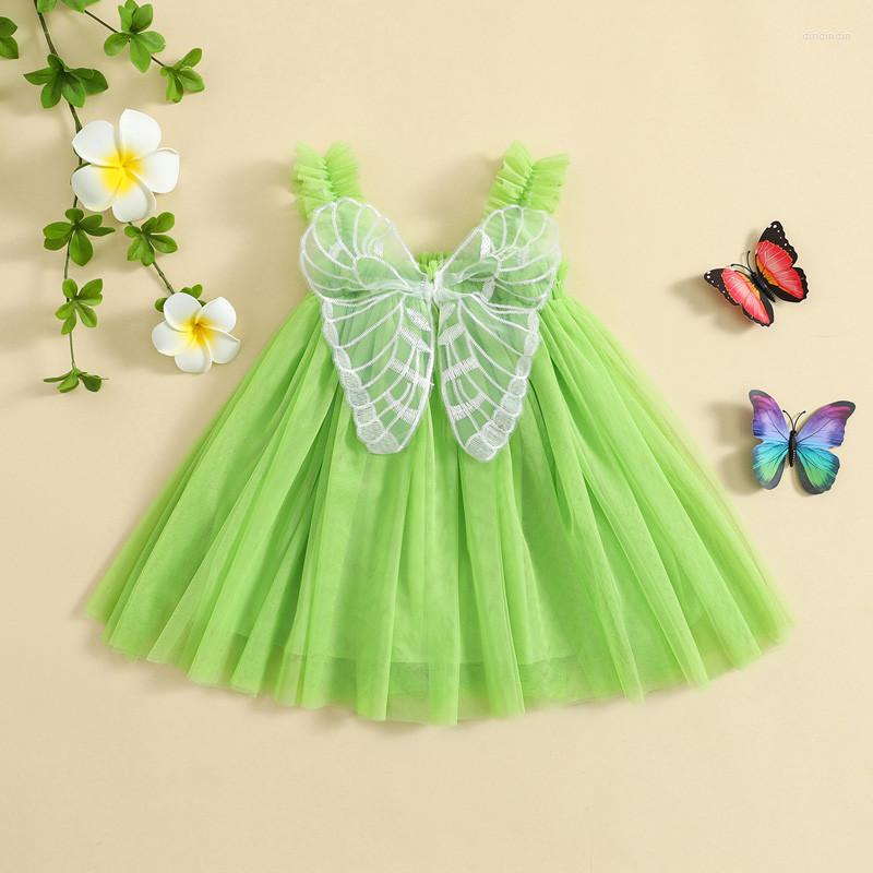 

Girl Dresses 1-4years Toddler Girls Tulle Dress Green Sleeveless Princess With Butterfly Decor Layered Summer For, Picture shown