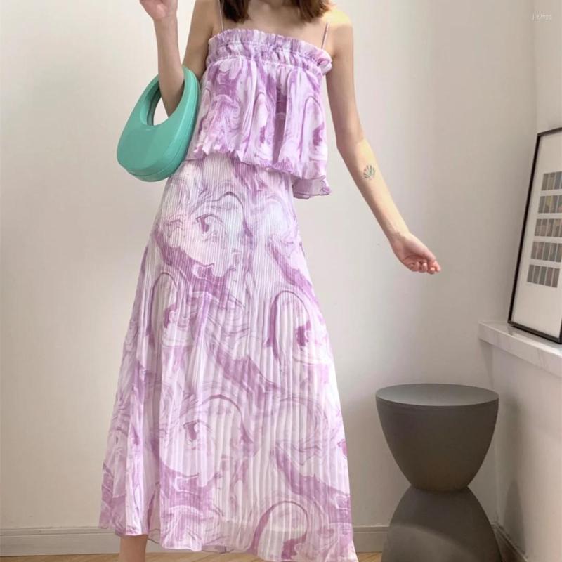 

Skirts Women' Tie Dye Midi Skirt High Waist Summer 2022 Fashion Pleated Jupe, Top