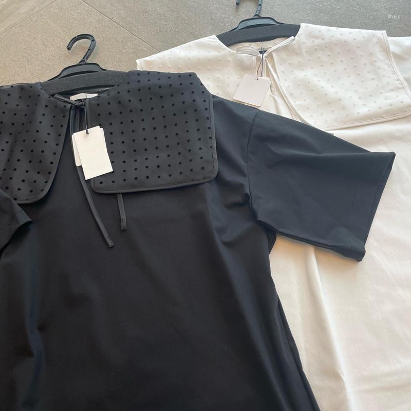 

Women' Blouses Elegant Chic Drawstring Lapel Neck Women Japan Style Temperament Blusas Mujer Summet Loose Short Seleeve Shirts Tops, White