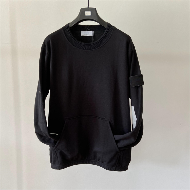 

Casual Stone Long Sleeve Mens Sweatshirts Round Neck Pullover Reflective Sweater Sports O-neck Big Pocket Patchwork for Men, Black