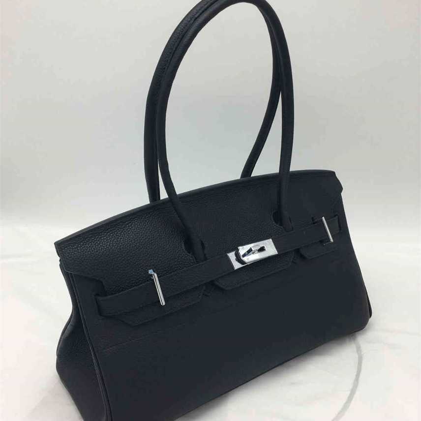 

handbag top layer cow leather large capacity horizontal bag purse, Sky blue