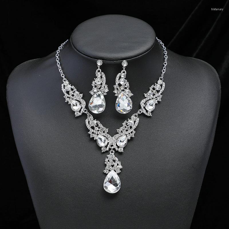 

Necklace Earrings Set ZC003 Fashion Teardrop Crystal And For Wedding, Picture shown