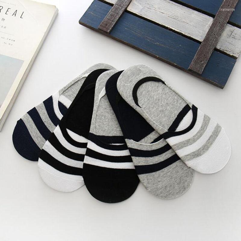 

Men's Socks Causal Men's Boat Soocks Cotton Striped Breathable Elastic Black Gray White No Show Summer Man Invisible Meias QMH, Gray black