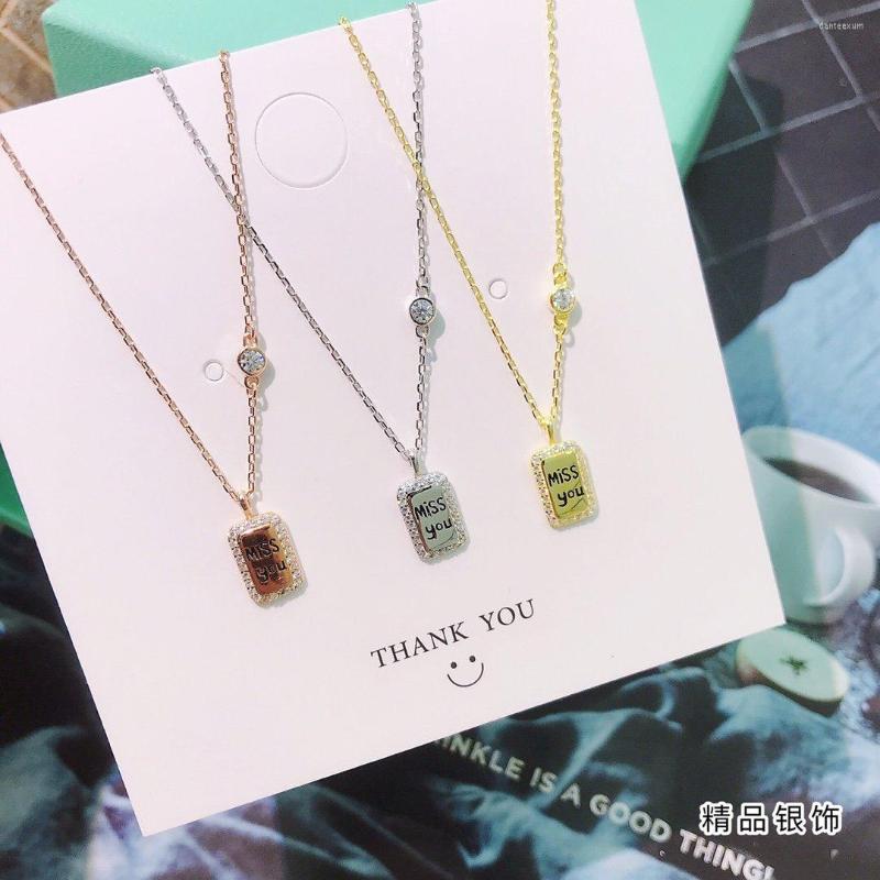 

Pendants Exquisite Jewelry Whole Real 925 Sterling Silver Miss You Obelisk Pendant Necklaces Lasting Shine Cross Chain With Zirconia