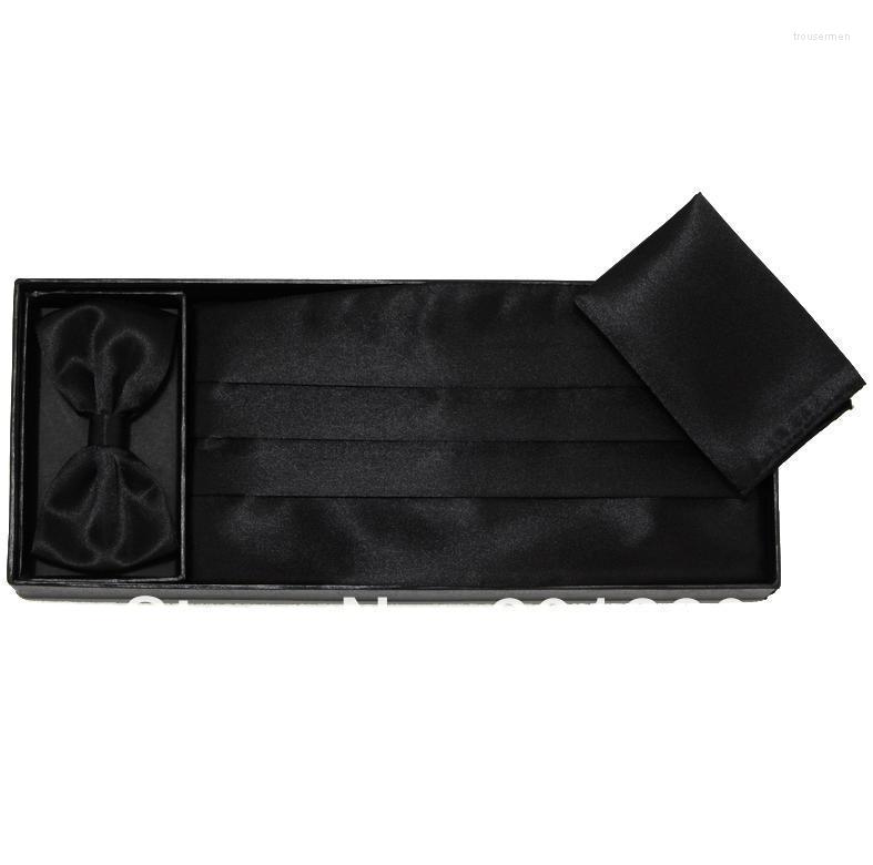 

Belts 2022 Wide Elastic Wedding Sash Belt Stretch Cummerbunds Set Bowtie Hanky, Black