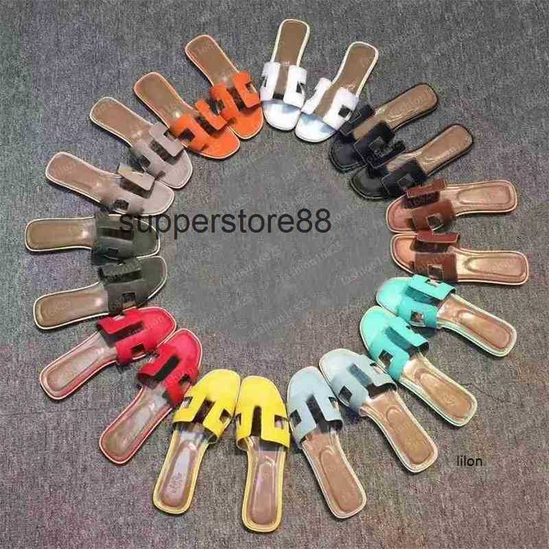 

Designer Fashion Herme Slippers Luxury Leather Women Oran Sandals Summer Flats Quality Sliders Beach High Brand Classic have logo, 10#yellow