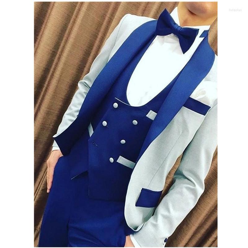 

Men's Suits Shawl Lapel Wedding White Mens Blazer Business Slim Fit Groom Tuxedo Men Suit Terno Masculino Jacket Navy Blue Vest Pants, Black