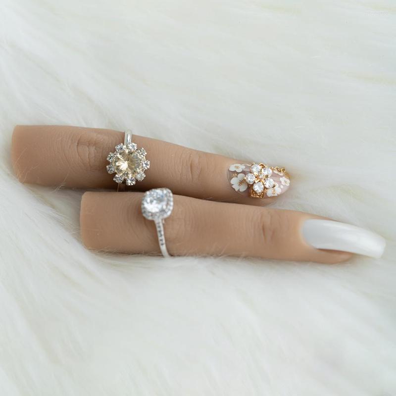 

False Nails Nail Art Practice Finger Training Tool Silicone Flexible Fingers, Wheat