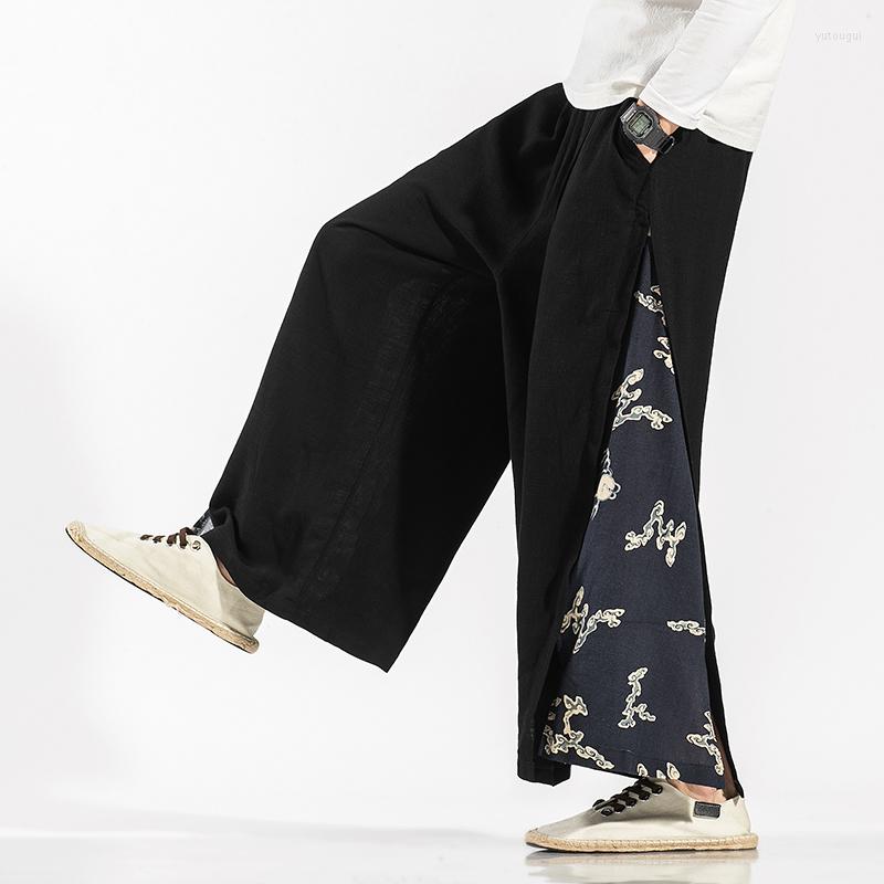 

Men's Pants Male Japan Style Wide Leg Casual Trousers Men Oversize Vintage Mens 2022 Linen Fashion Harem Streetwear M-5XL, Navy
