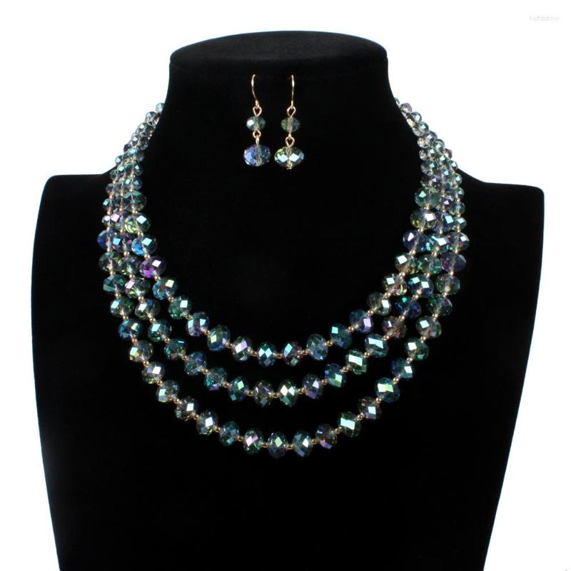

Necklace Earrings Set TC7770 Fashion Jewelry Women Multi Layer Beads, Picture shown