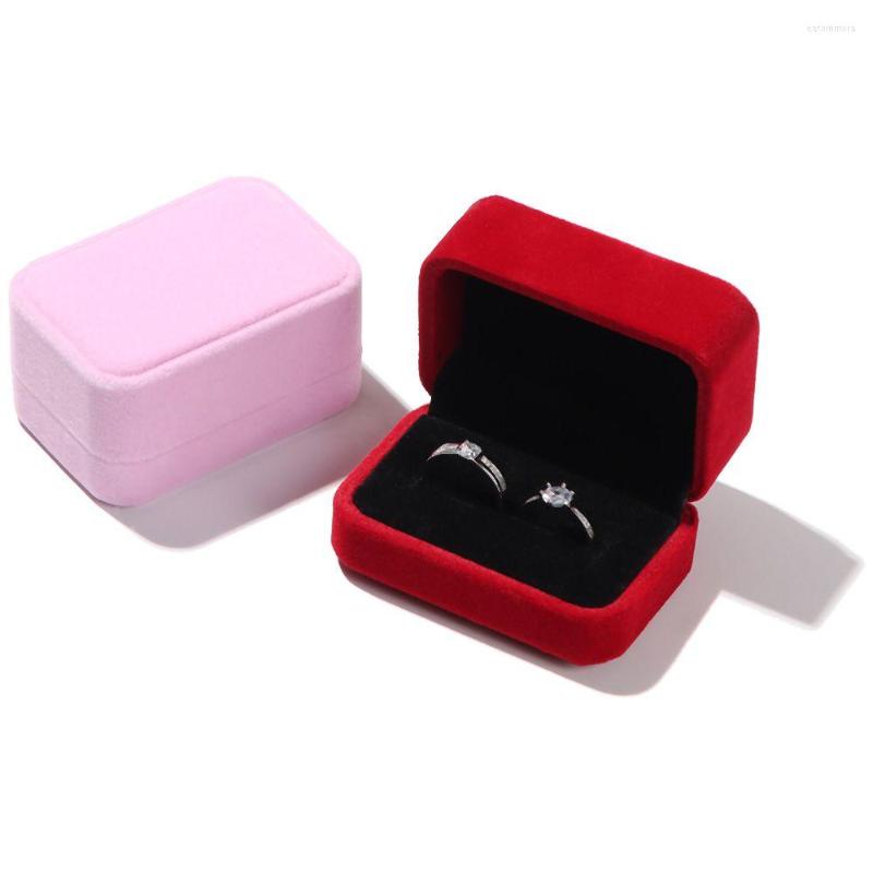 

Jewelry Pouches High-quality Wedding Durable Exquisite Velvet Case Couple Double Ring Box Display Storage