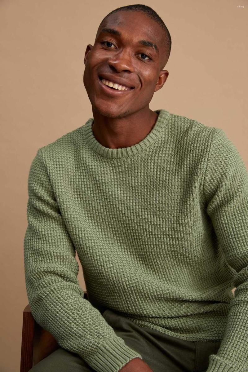 

Men's T Shirts Winter Man Tricot Slim Fit Biklet Collar Knitwear Sweater Jumper Pullover Warm Casual Fashion, Navy