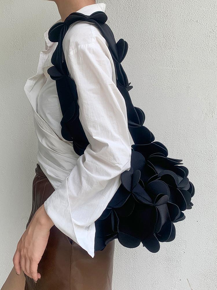 

Evening Bags Women Bag 2022 Fashion 3D Nylon Bucket Solid Zipper SOFT Bow Shoulder Handbag Luxury Designer All-match, Yellow