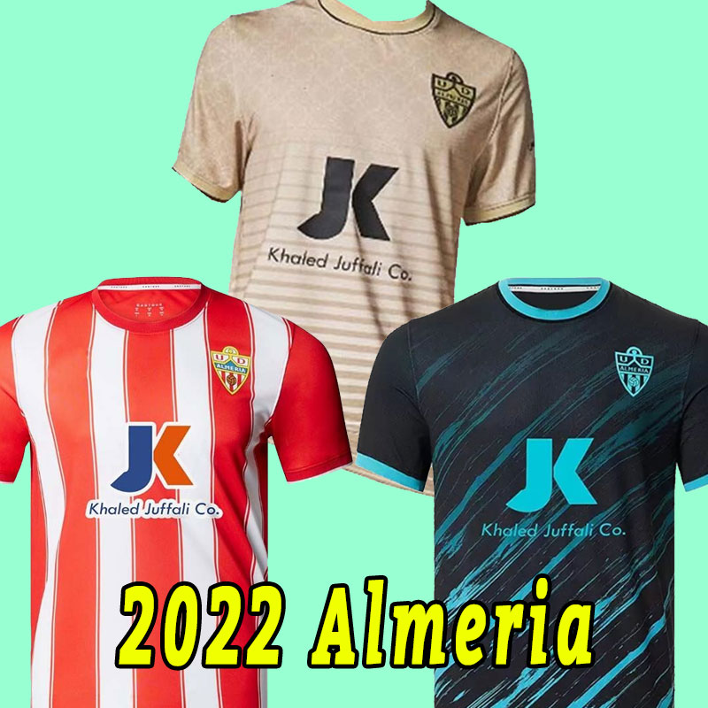 22 23 UD Almeria Home Soccer Jerseys 2223 Away Juan Villar Sadiq Dyego Sousa Maillots de Foot Shirt Akieme Samu Football Uniforme