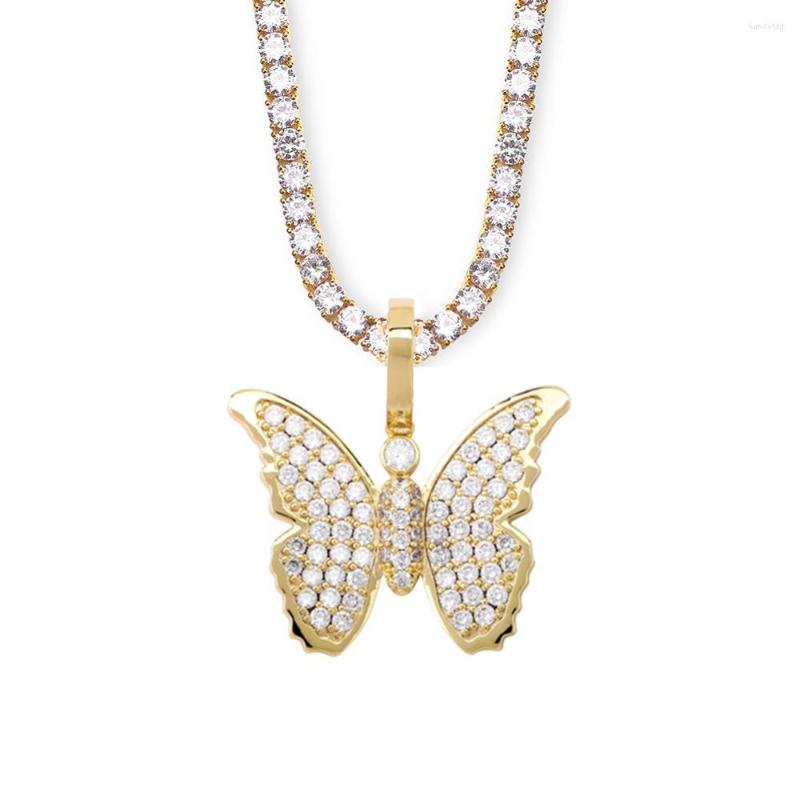

Pendant Necklaces Fashion Iced Out Colorful Shining Butterfly Necklace & Cubic Zirconia Mens Hip Hop Jewelry Gift Bling Jewels