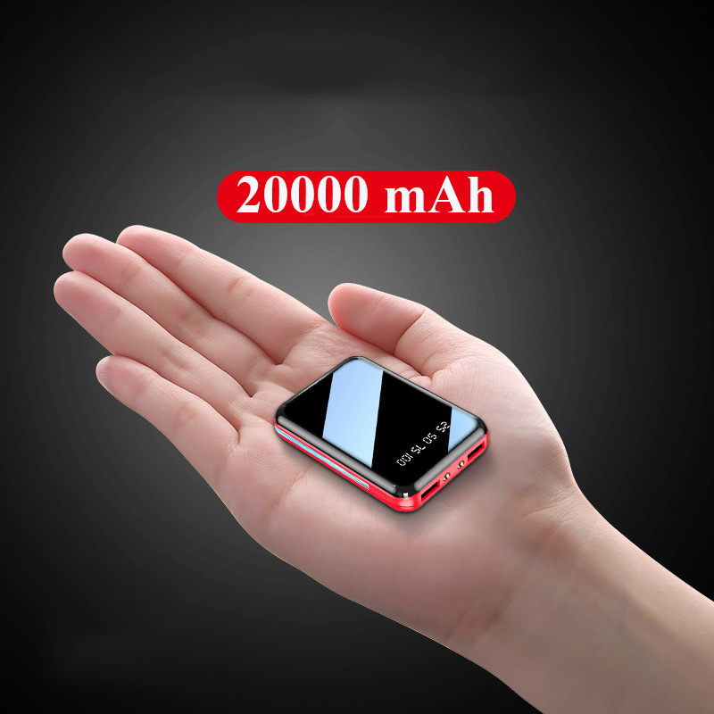 

20000mAh Mini Power Bank Portable Charger Mirror Screen LED Digital Display Powerbank External Battery Pack Pover Bank Poverbank