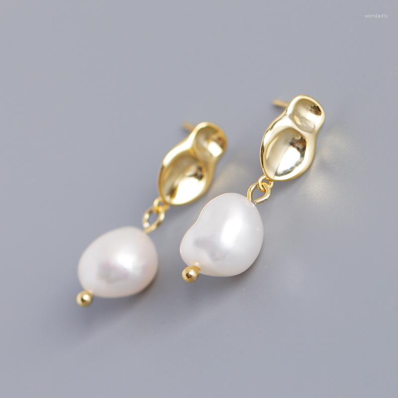 

Dangle Earrings Enosola Fashion INS Baroque Minimalist Irregular Geometry Pearl Drop For Women Genuine 925 Sterling Silver Jewelry