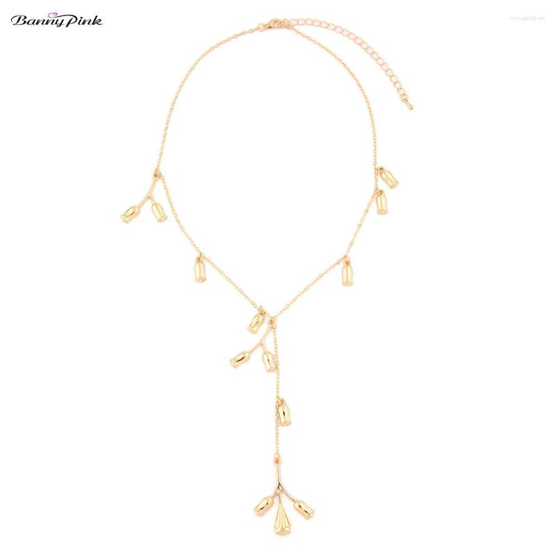 

Choker Banny Pink Sweet Rose Statement Tassel Pendant Necklace For Bridal Chic Flowers Charms Y Clavicle Collar Colliers