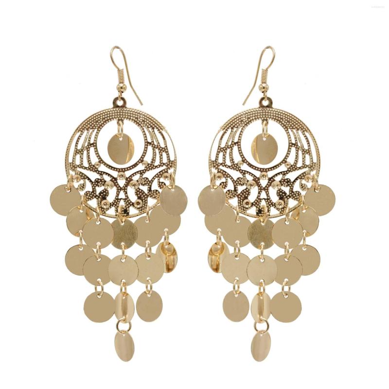 

Dangle Earrings Ins Creative Gold Sequin Tassel Hanging For Women Boho Geometric Drop Pendientes Party Jewelry Gift