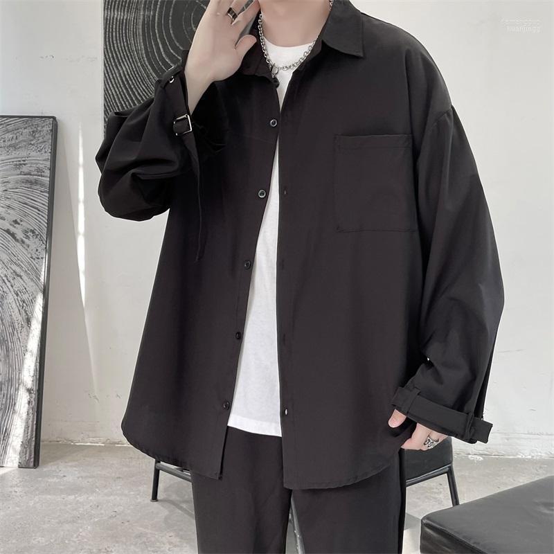 

Men's Casual Shirts Men's Men Long Sleeve Loose Harajuku Streetwear Hip Hop Gothic Tops Coat Spring Autumn Clothes CS221, White
