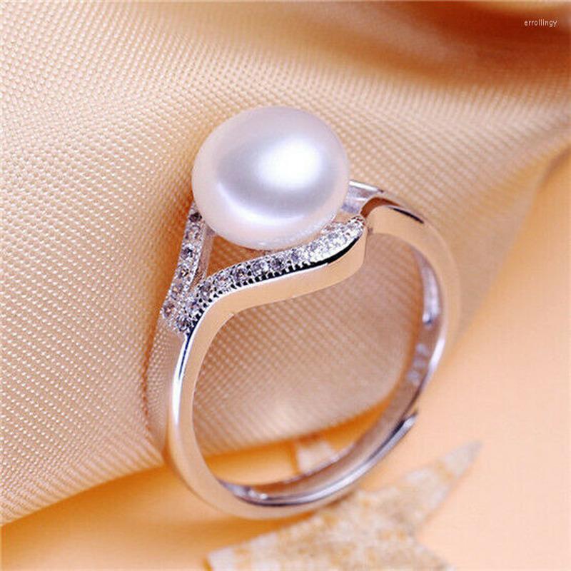 

Cluster Rings Chic Imitated Pearl White Fashion Women Silver Party Jewelry Lady Adjustable Ring Gift