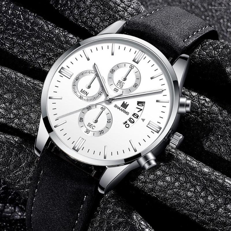 

Wristwatches Fashion Men's Leather Strap Quartz Business Male Round Watches Automatic Mechanical Waterproof Relogio Masculin, L black rose white