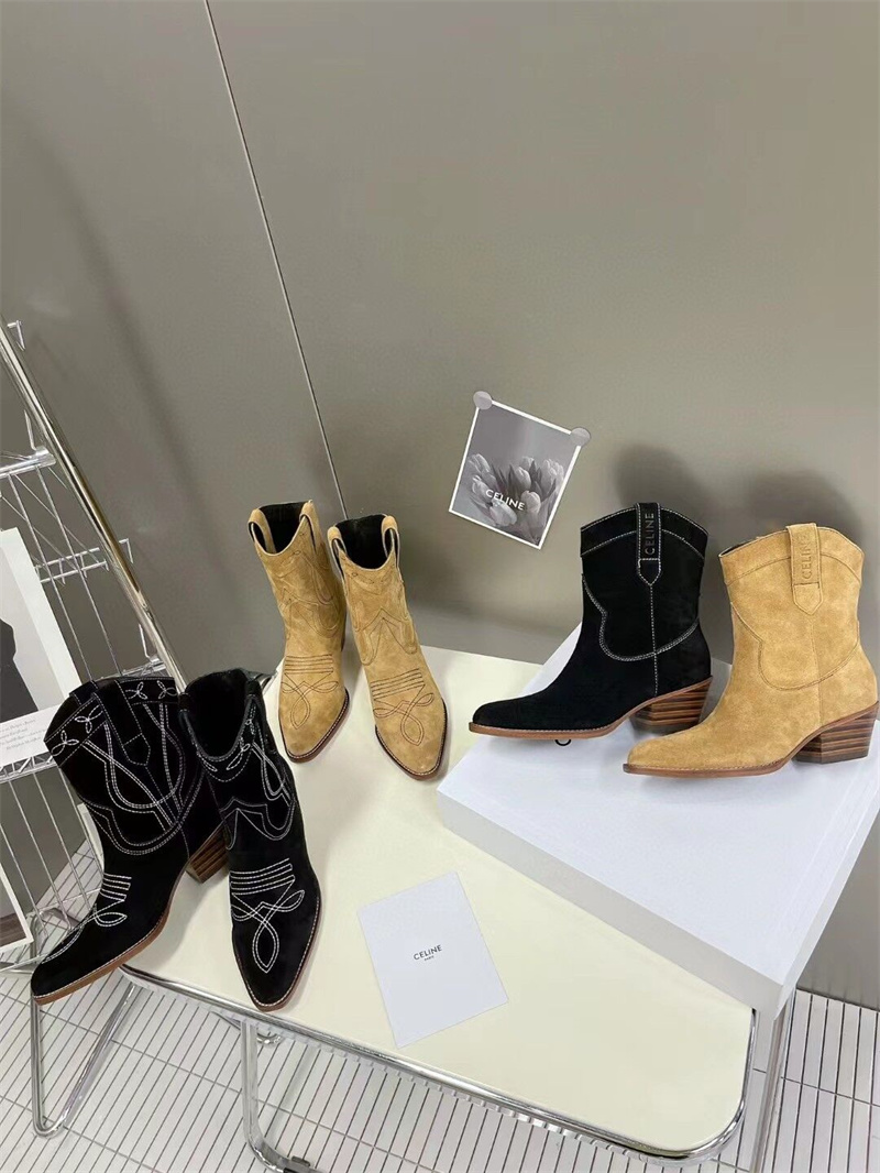 Celine Dupe Ankle Boots High Heels Shoes Party Shoe Fashion Womens Leather Autumn Winter Side Zipper Pointed Toe Sexy Design Ladies Booties XX101