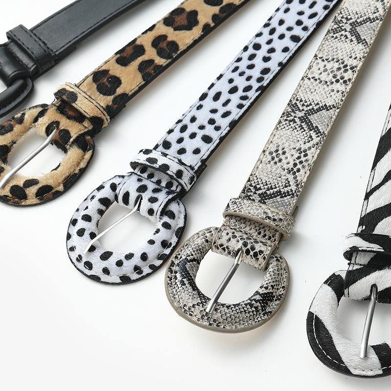 

Belts 2022 PU Leather Belt For Women Square Buckle Jeans Cow Snake Leopard Animal Pattern Waist Vintage Strap, Black