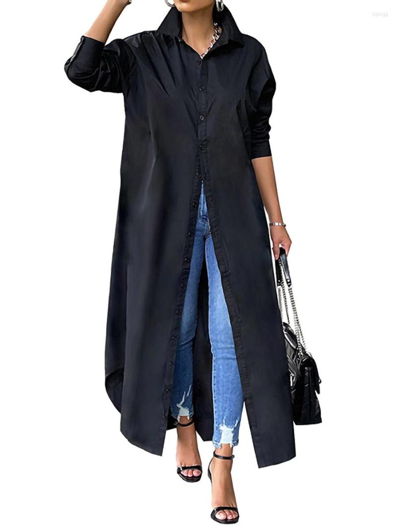 

Casual Dresses Women Button Down Shirt Dress Plain Long Sleeve Cover Up Kimono Cardigans Kaftan Tops, A-blue