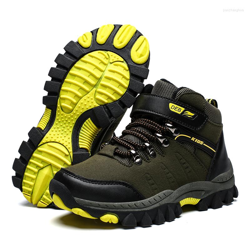 

Athletic Shoes Fashion Boots Kids Running Army Green Military Training Walking Basket Boys Hiking High Top Sneakers, Brown