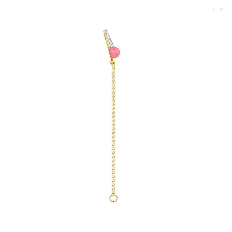 

Backs Earrings SOELLE 925 Sterling Silver Long Chain Ear Bone Clip Inlayed Cubic Zirconia Red Coral Fine Jewelry For Women Party