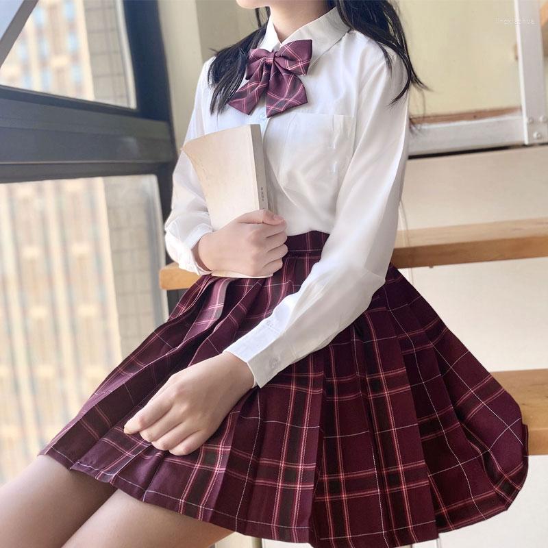 

Clothing Sets Full Set School Clothes Japanese Style Uniform Long Sleeve Jk Seifuku For Girl High Waist Pleated Skirt Anime Cosplay, One size 2 knee sock