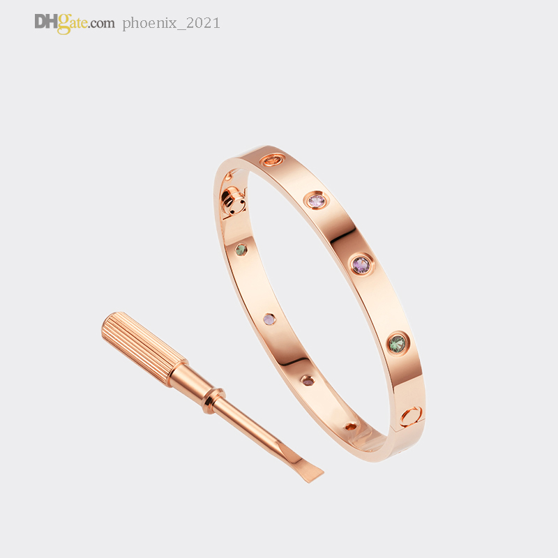 

Classic Bangle Love Screw Bracelets Designer Bracelet Colored Diamonds Luxury Jewelry Titanium Steel Gold-Plated Never Fade Not Allergic 21621802