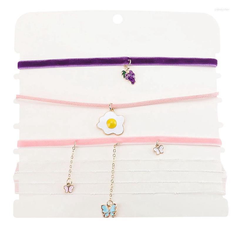 

Choker Women Fashion Decorative 4PCS Handmade Adjustable Pendant Velvet Necklace Charm For Jewelry