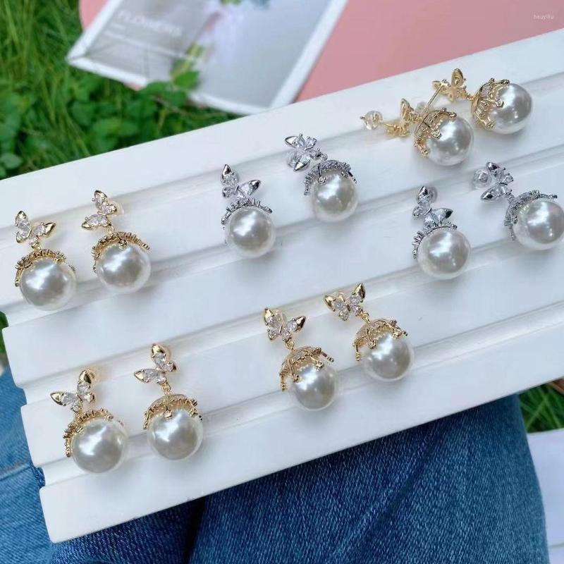 

Stud Earrings 5 Pairs Vintage CZ Zircon Shell Pearl Cute Butterfly For Women Girls Fashion Charm Jewelry