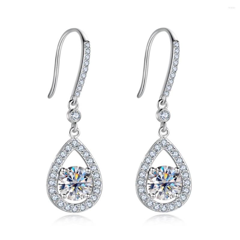 

Dangle Earrings 1 Carat Teardrop D Color Moissanite Drop 925 Sterling Silve Hook For Woman Gifts Wholesale
