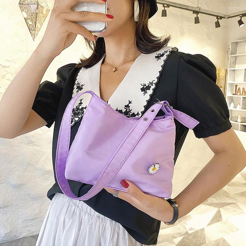 

Evening Bags Fashion Women Nylon Messenger Bag Daisy Crossbody Cloth Bucket Pouch Button Shoulder Ladies Casual Handbag, Purple