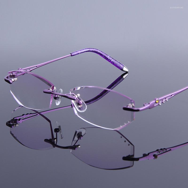 

Sunglasses Ultralight Rimless Reading Glasses Women Clear Lens Fashion Computer Reader Presbyopia Rhinestone Hyperopia Eyewear G806