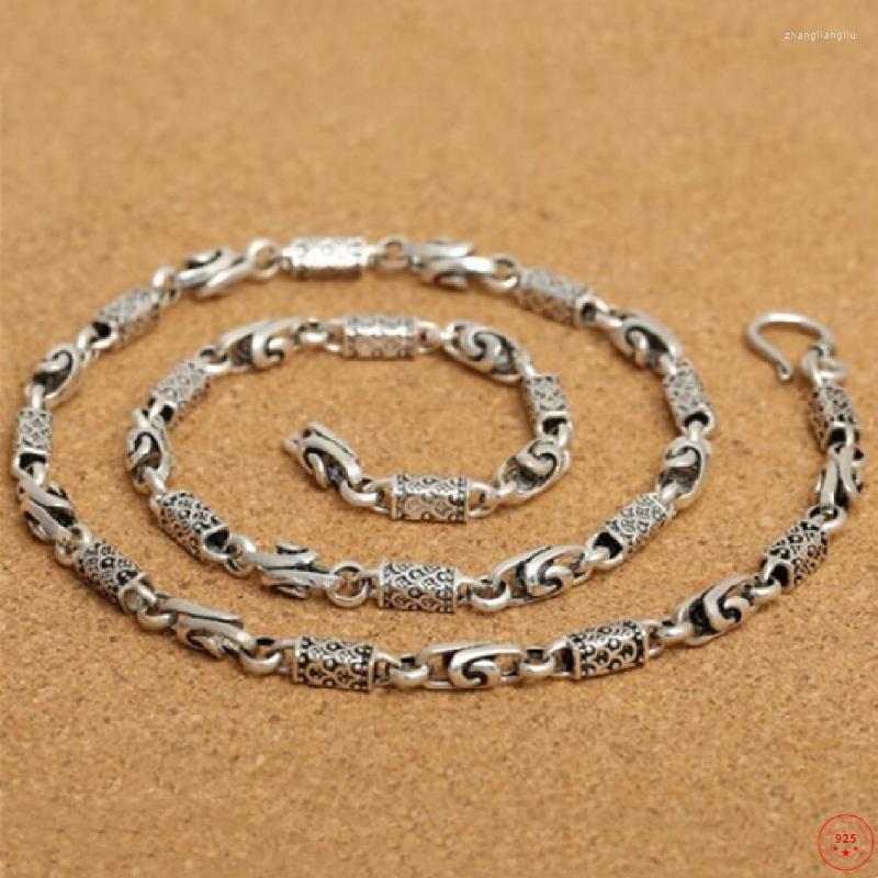 

Chains S925 Sterling Silver Charm Necklace 2022 Banboo Joint Dragon Scale-Chain Pure Argentum Neck Jewelry For Men And Women